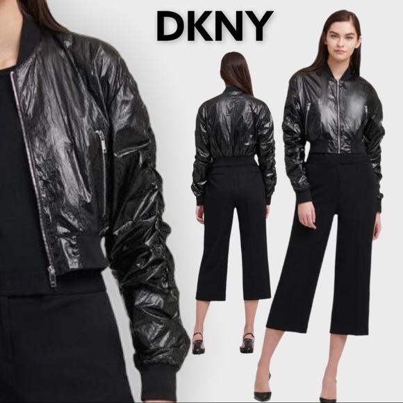 NWT DKNY Bomber w/ Ruched sleeves jacket - Picture 2 of 7